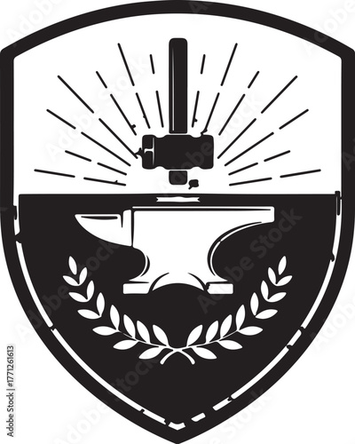 Black and white minimalist wheat emblem design graphic element vector