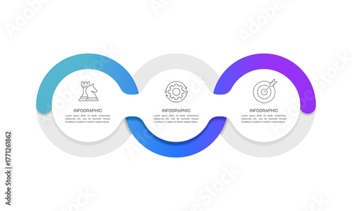 3 Stages of Strategy Infographic Design. Modern Presentation Template. Strategy, Plan and Report. Vector illustration.