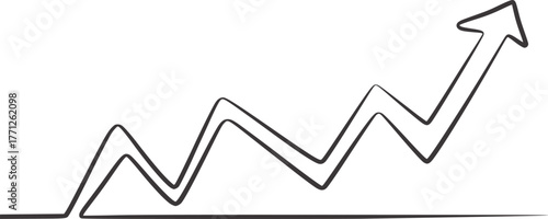 Upward trending arrow graph line drawing line art