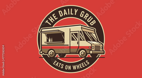 et of food truck festival emblems, badges and design elements