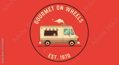 et of food truck festival emblems, badges and design elements