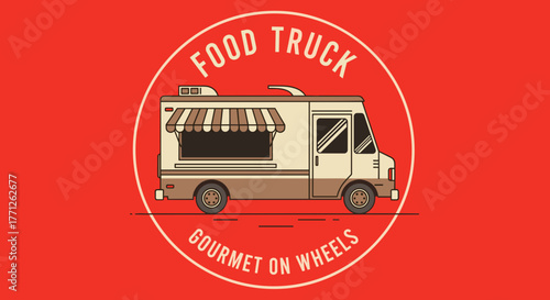 et of food truck festival emblems, badges and design elements