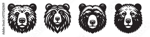 Bear Head Illustrations: A Collection of Grizzly Bear Portraits.