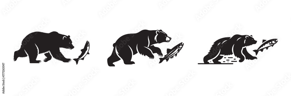 Fototapeta premium Bear Fishing: A Visual Story of Natures Bounty.
