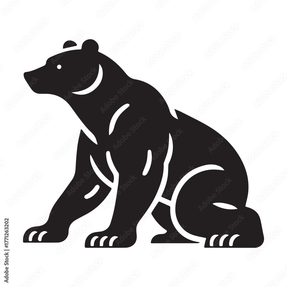 Fototapeta premium Black Bear Silhouette: Majestic Wildlife Illustration.