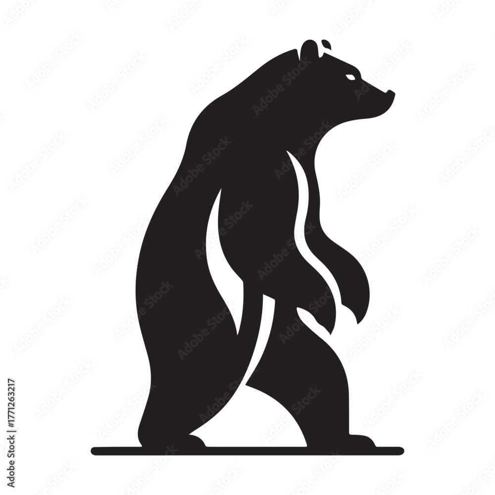 Fototapeta premium Silhouette of a Grizzly Bear Standing Tall and Proud.