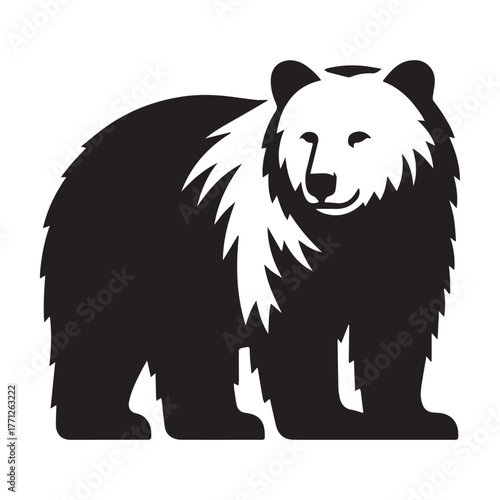 Black and White Bear Illustration: A Detailed Vector Design.