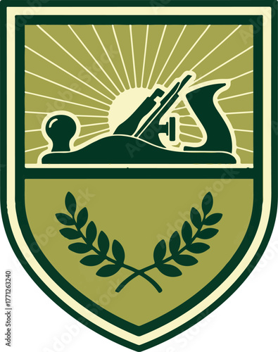 Abstract olive branch design with cream and forest green palette