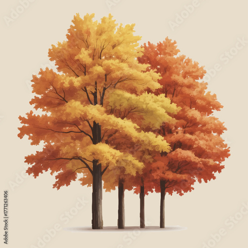 Colorful Autumn Trees — Fall Foliage Illustration with Warm Seasonal Tones