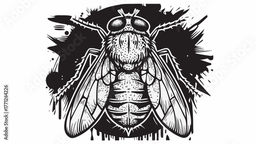 Dramatic fly illustration for edgy designs offering bold, grungy, and striking visual impact