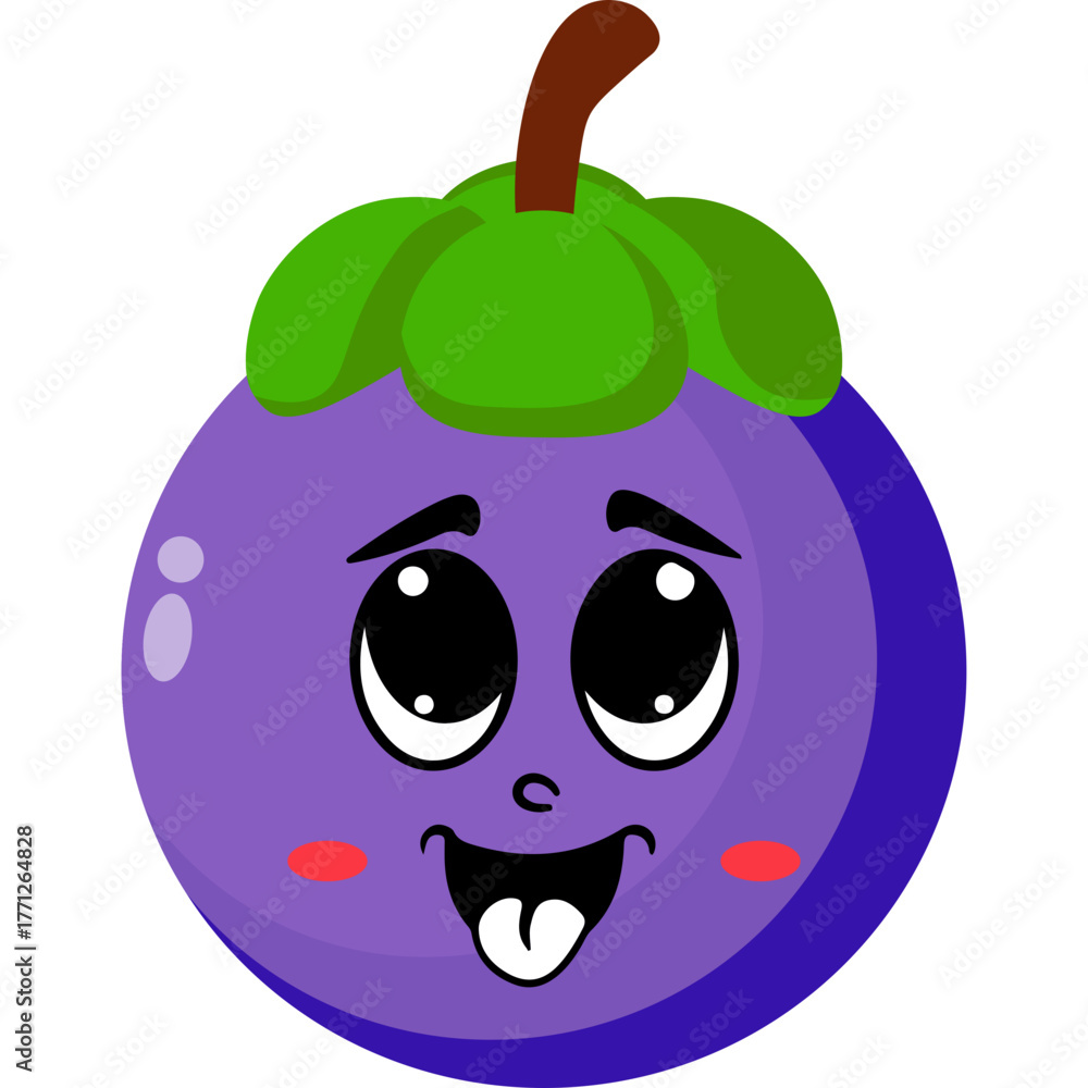 Obraz premium Cute Mangosteen Character Illustration