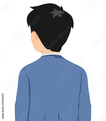 Illustration of the back of a young man wearing a suit