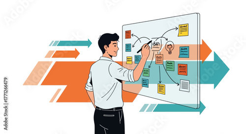 Business Strategist Drafting Innovation Concepts And Visualization Plans