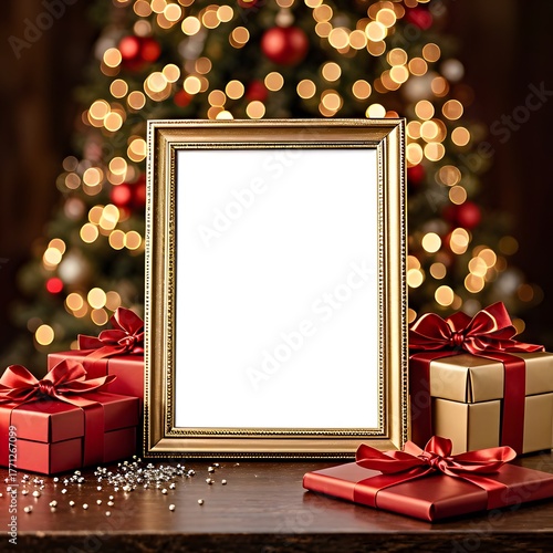 Golden Christmas Frame Decor