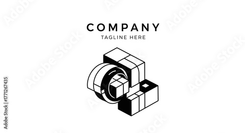 Isometric Tech Logo Design for Modern Company with Abstract Geometry and Minimalist Style