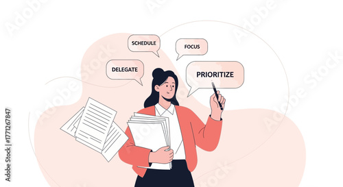 Businesswoman Prioritizing Tasks, Time Management, Planning, And Strategic Business Operations