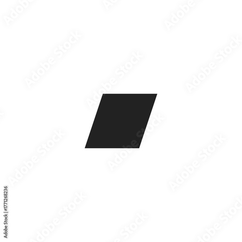 A minimalist geometric shape and slanted rectangle symbol isolated. Vector graphic element