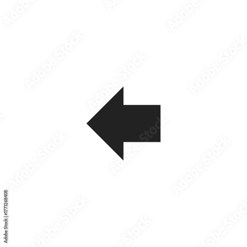 Simple black left-pointing arrow icon, a clean vector graphic symbol for navigation, previous page