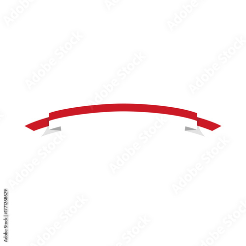 Red Curved Ribbon Icon - Decorative Element for Design and Text Highlighting on White Background