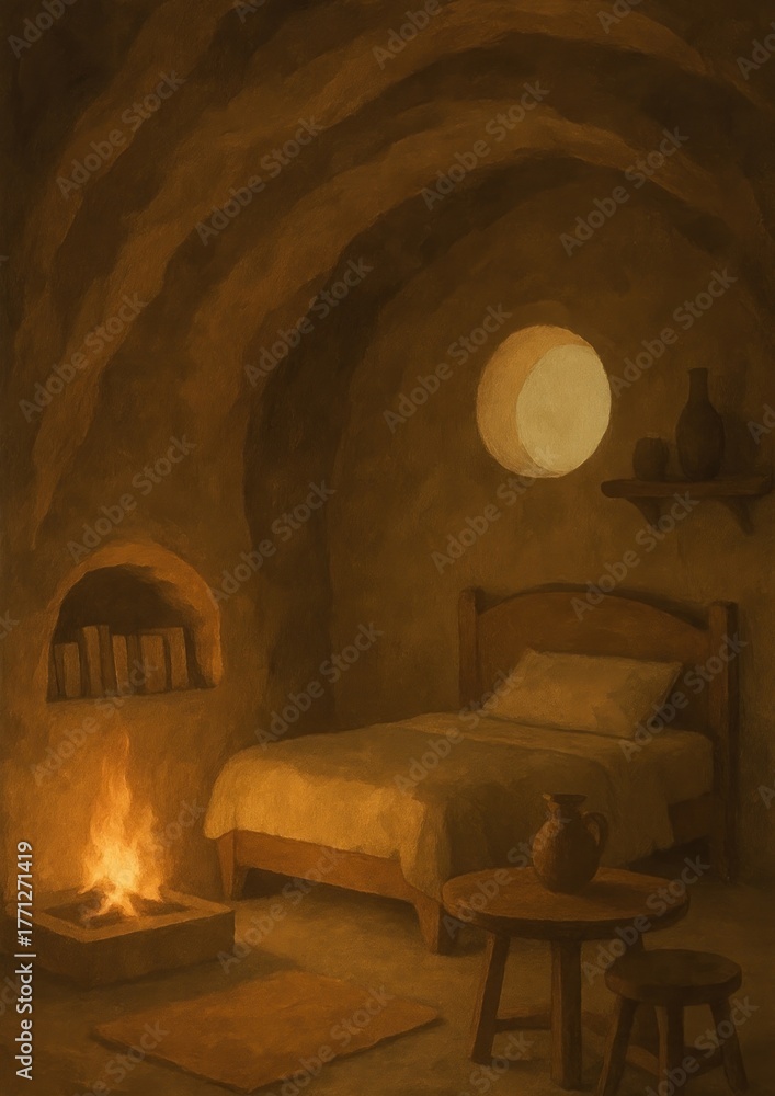 Naklejka premium Cozy rustic cave room ambiance