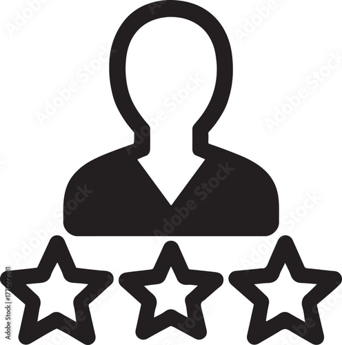 Star rating expertise level icon representing skill, quality, performance, and professional evaluation.