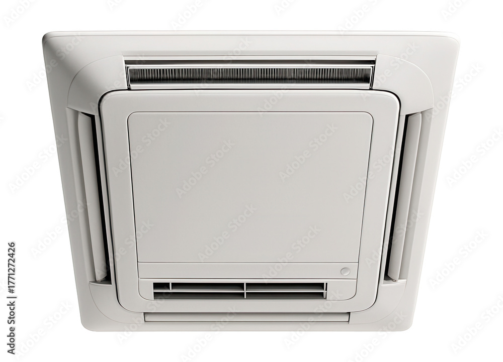 Obraz premium Compact mini-split heat pump with a ceiling cassette for efficient space-saving in small