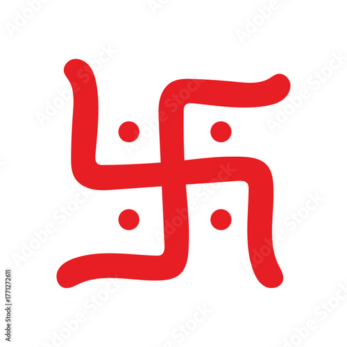 Red Hindu Swastik symbol icon — religious good luck sign vector illustration