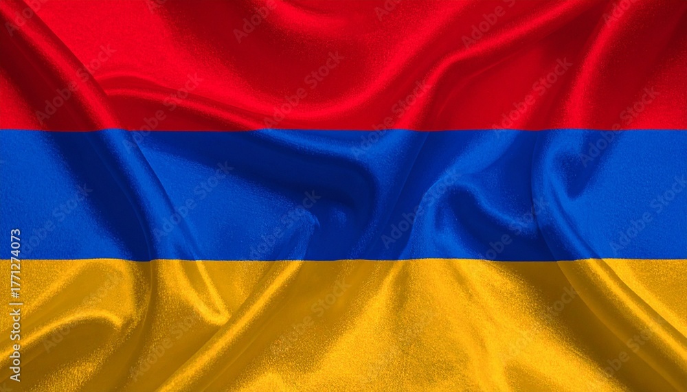 Fototapeta premium Armenia flag with horizontal red, blue, and orange stripes.