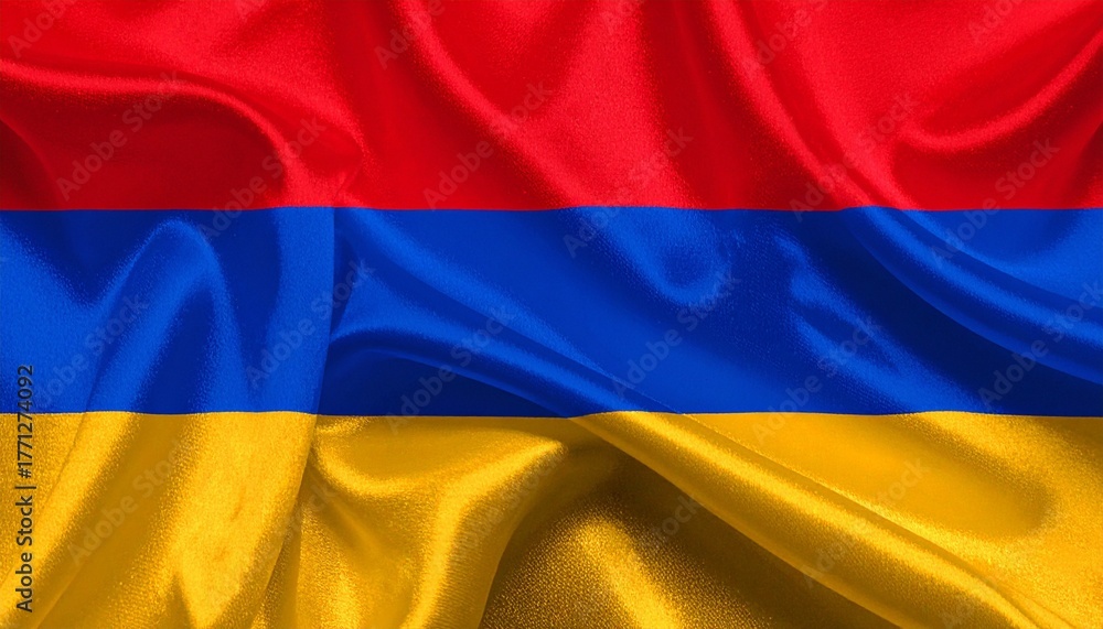 Naklejka premium Armenia flag with horizontal red, blue, and orange stripes.