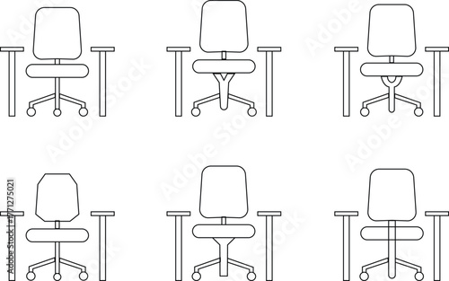 Harmonious icon set, balance, peace, unity, mindfulness, and well-being symbols representing calmness, connection, and spiritual equilibrium for design projects, Logo of modern chair stylized armchair