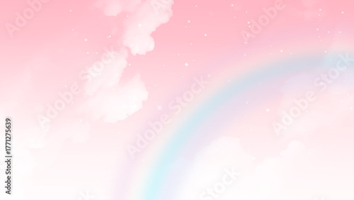 Pink sky with white clouds.. sweet dream background love and happiness
