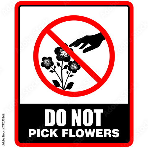 Do not pick flowers, sign vector