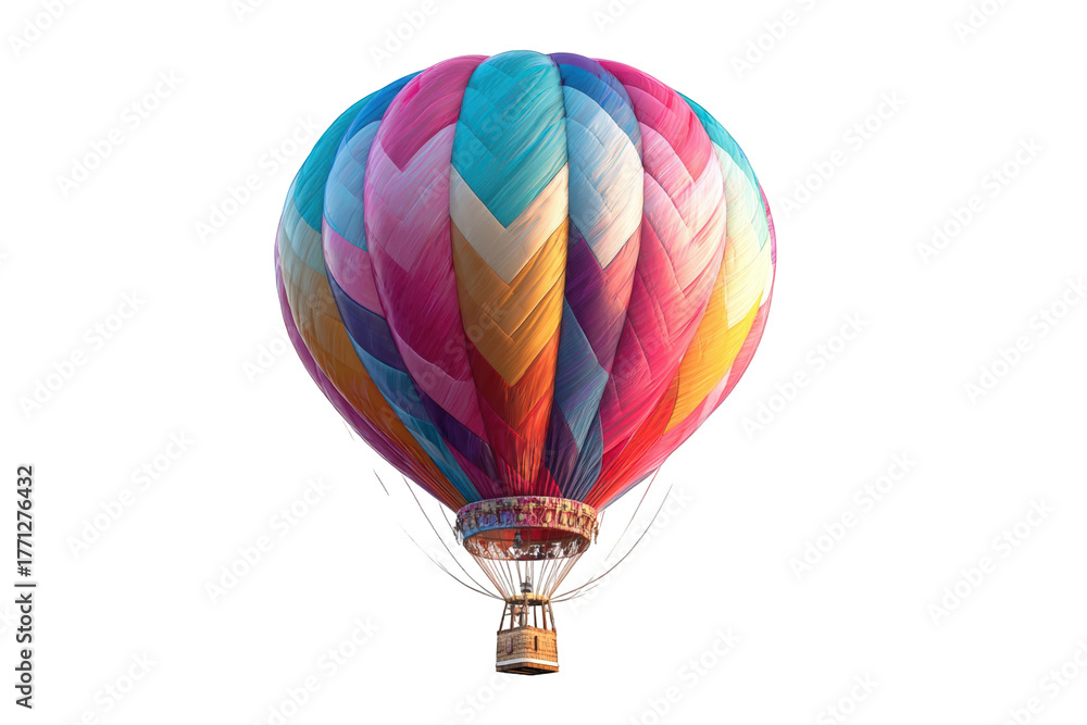 Fototapeta premium Vibrant hot air balloon against black background