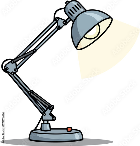 Working lamp for office school home and business. Interior item. Vector cartoon illustration isolate on a white background.