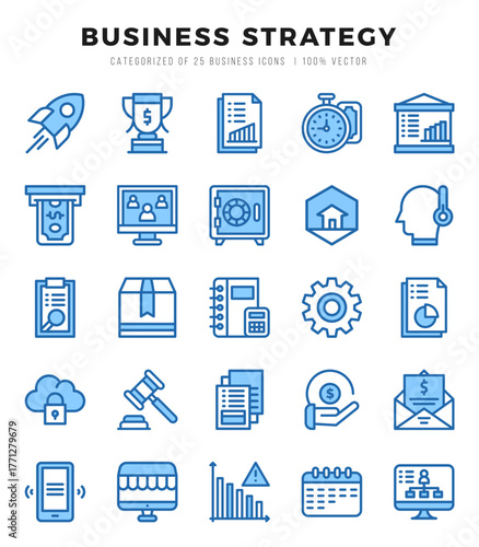 Business Strategy Two Color icons. Vector Two Color illustration.