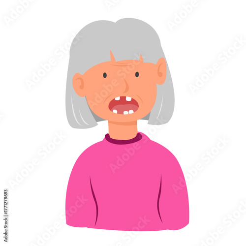 Cartoon of Senior Dentures Concept