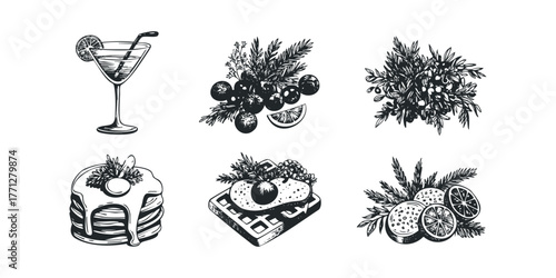 Hand Drawn Sketch of Food and Drink Elements