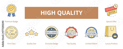 High Quality Lineal Color Banner Web Icon Set Vector Illustration