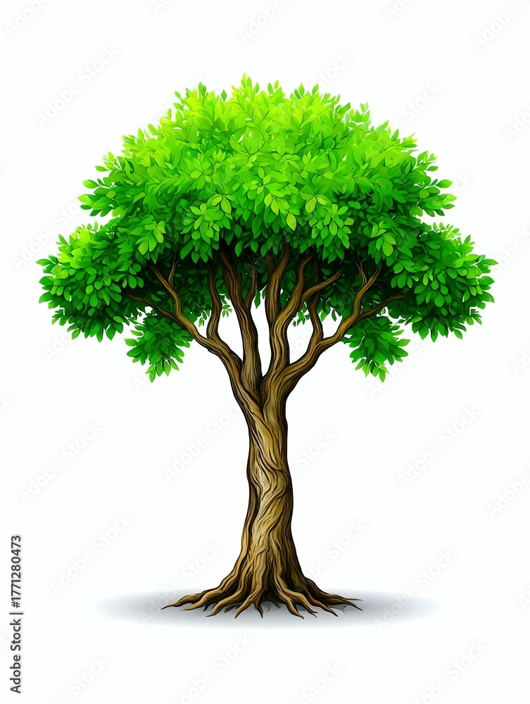 Naklejka premium Cartoon tree illustration graphic design element isolated on white background for nature concept art