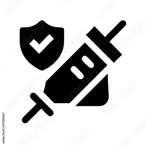 Vaccination icon showing a syringe and shield
