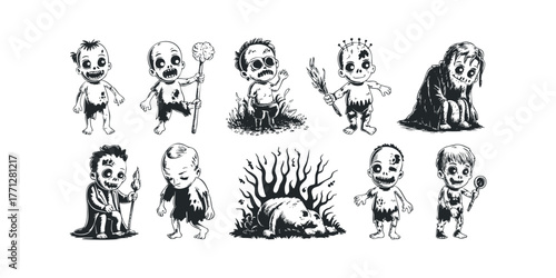 Collection of Cute Cartoon Zombies