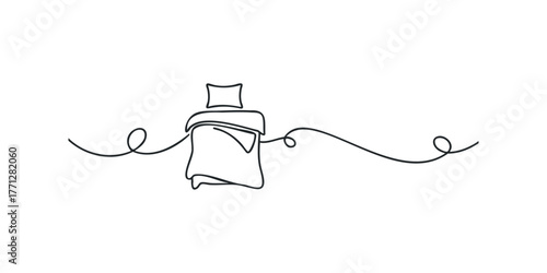 Single Line Drawing of a Duvet Cover and Pillow