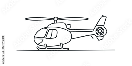Line drawing of a helicopter on a surface