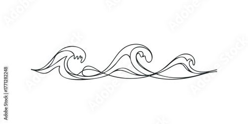 Simple black line art waves on a white background