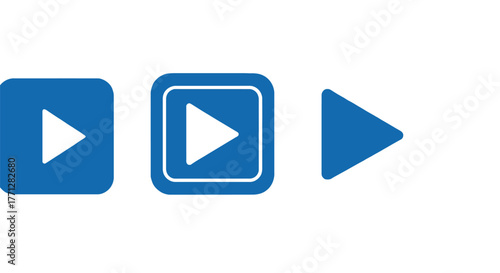 Vector illustration of collection of blue play icons a versatile set for user interface design, app development, and multimedia projects