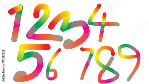 Colorful Gradient Number Set Abstract Typography Design Fluid Shape Illustration Modern Numeric Collection Decorative Elements Graphic Font Type Creative Art Numbering System