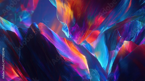 Abstract Colorful Digital Mountain Landscape