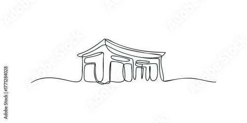 Abstract architecture building continuous line drawing