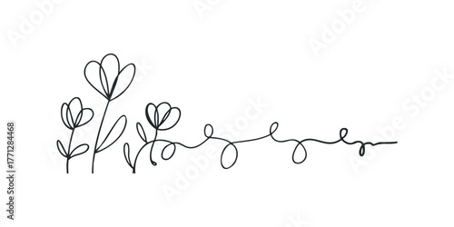 Minimalist floral line art with whimsical stem detail
