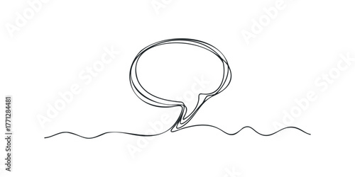 Minimalist Line Drawing Speech Bubble with Wavy Line Base